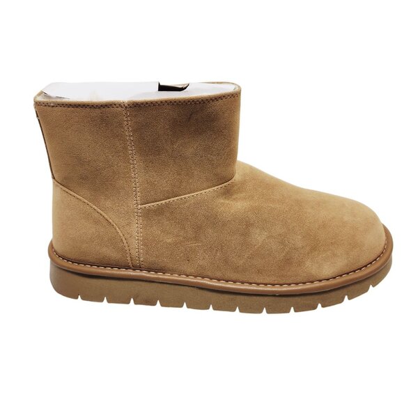 Womens Tan Suede Ankle Boots With Side Zipper Closure & Faux Fur Lining Size 10 - Picture 9 of 9